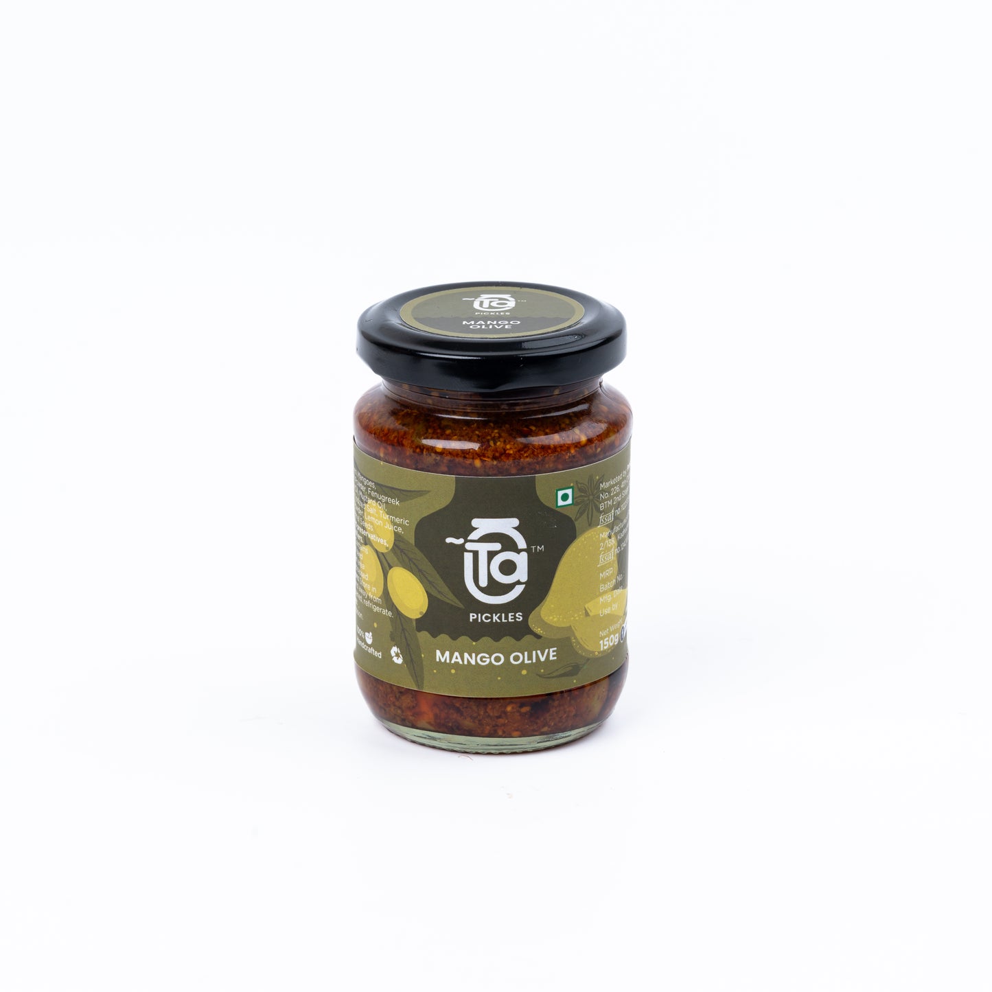 Ta Pickles | Mango & Olive Pickle | 150g | Made with Cold Pressed Oil | Homemade | Traditional Indian Taste | 100% Natural | No Preservatives