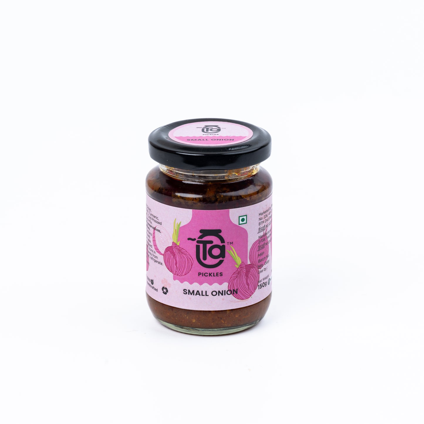 Ta Pickles | Small Onion Pickle | 150g | Made with Cold Pressed Oil | Homemade | Traditional Indian Taste | Natural | No Preservatives