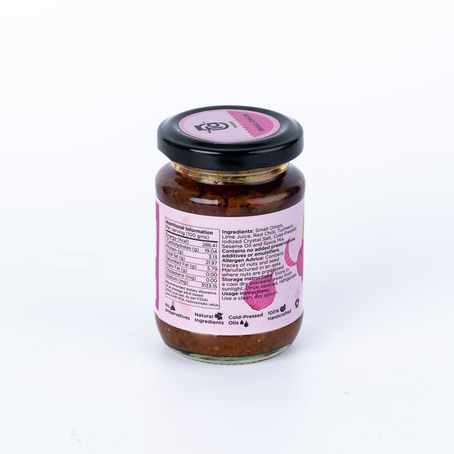 Ta Pickles | Small Onion Pickle | 150g | Made with Cold Pressed Oil | Homemade | Traditional Indian Taste | Natural | No Preservatives