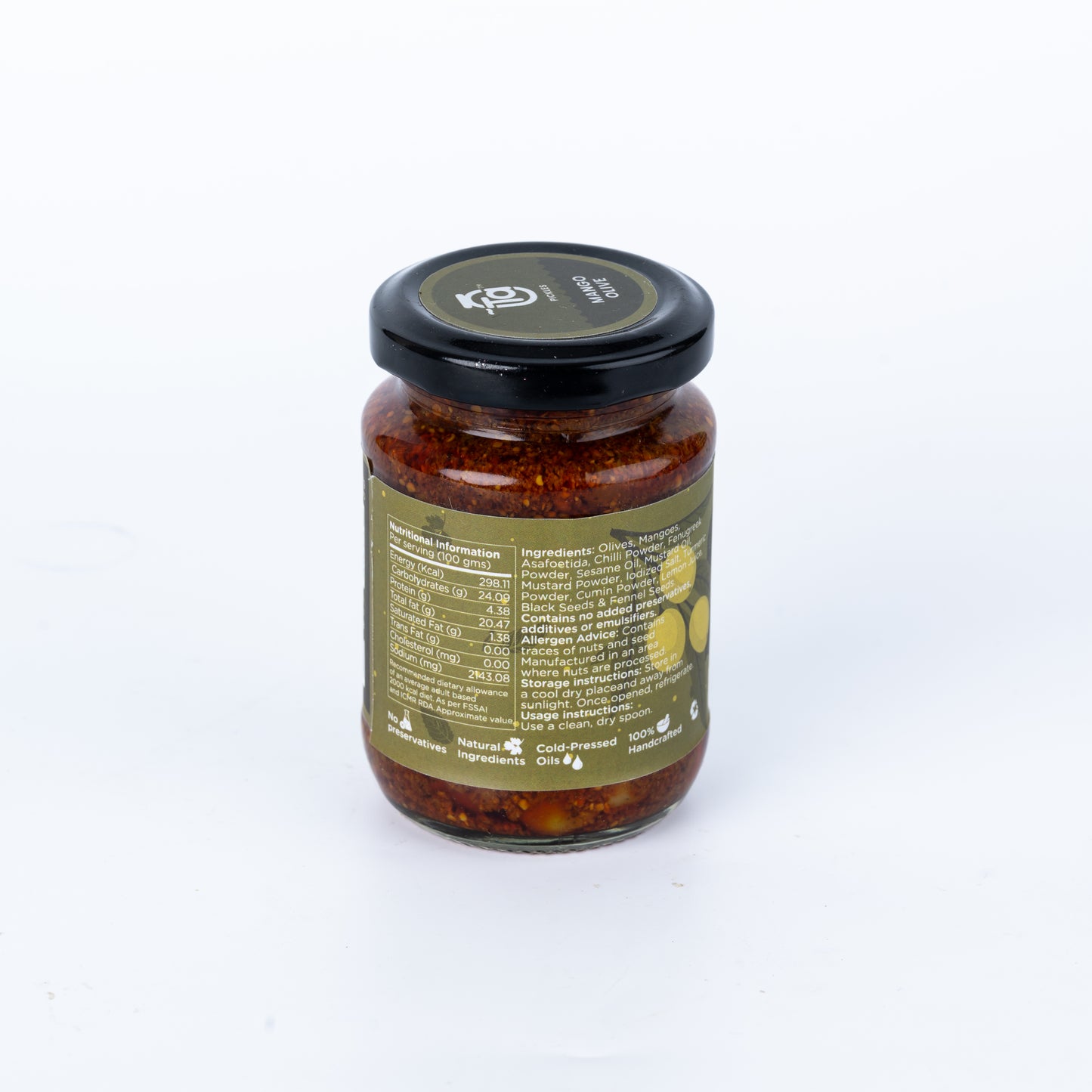 Ta Pickles | Mango & Olive Pickle | 150g | Made with Cold Pressed Oil | Homemade | Traditional Indian Taste | 100% Natural | No Preservatives