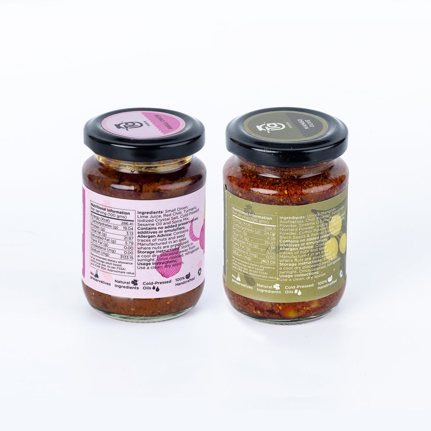 Small Onion & Mango Oilve Pickle - 150gm Made with Cold Pressed Oil