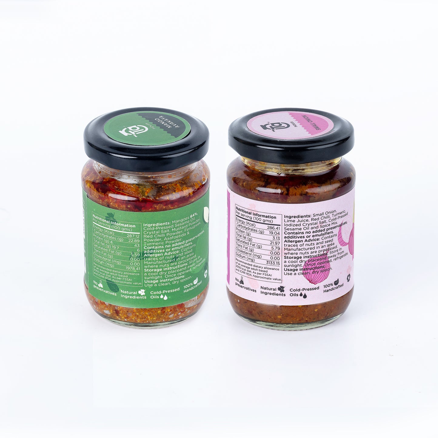 Mango Avakaya & Small Oinion Pickle - 150gm Made with Cold Pressed Oil