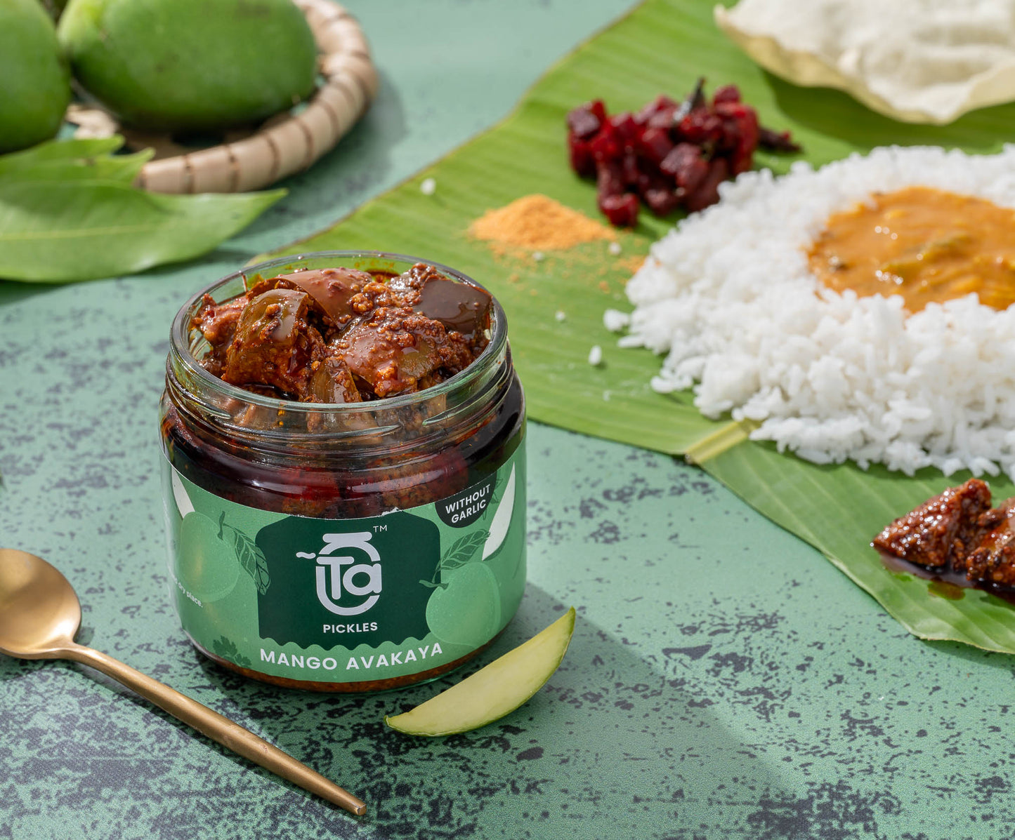 Ta Pickles | Mango Avakaya Pickle Without Garlic | 150g | Made with Cold Pressed Oil | Homemade | Traditional Indian Taste | Natural | No Preservatives