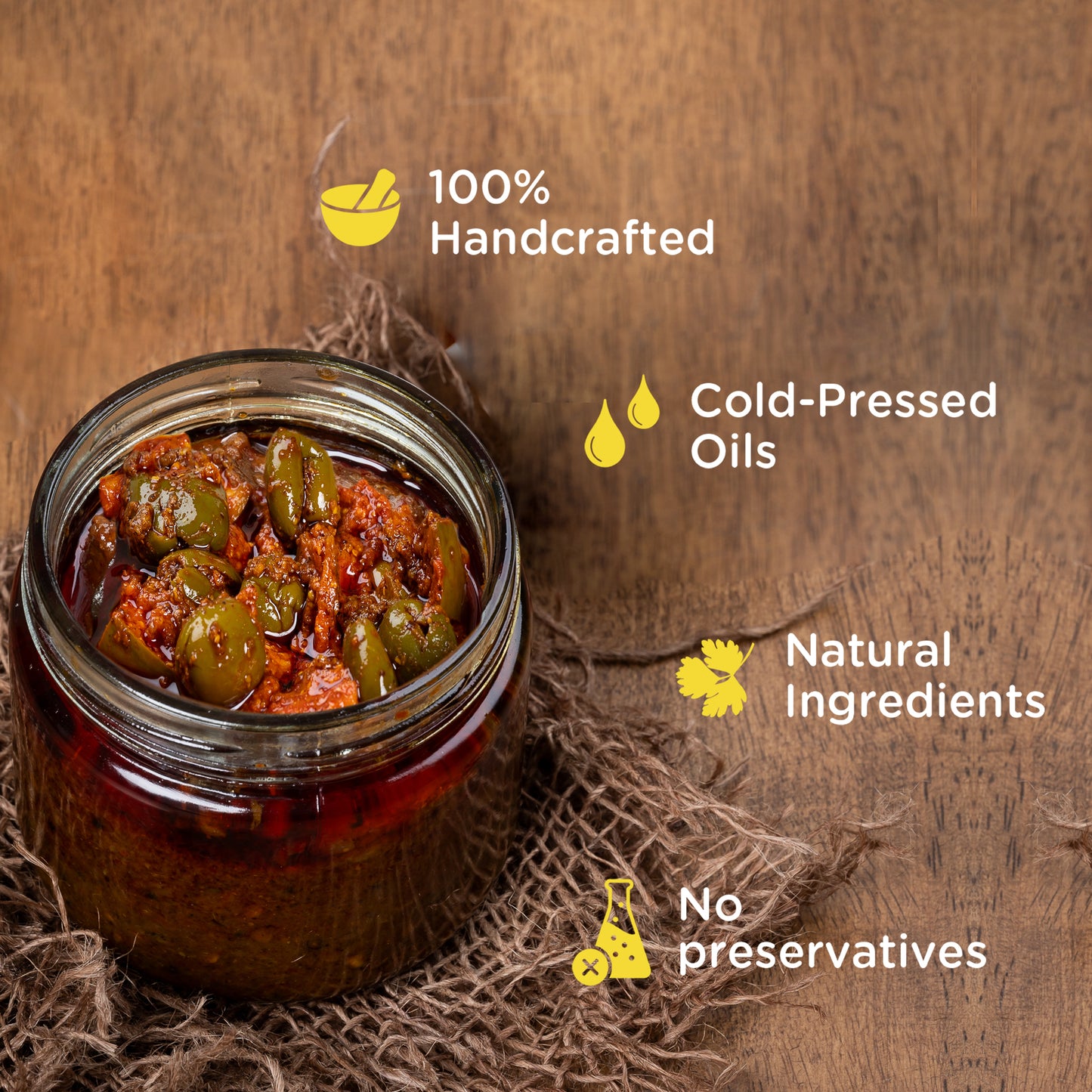 Ta Pickles | Mango & Olive Pickle | 150g | Made with Cold Pressed Oil | Homemade | Traditional Indian Taste | 100% Natural | No Preservatives