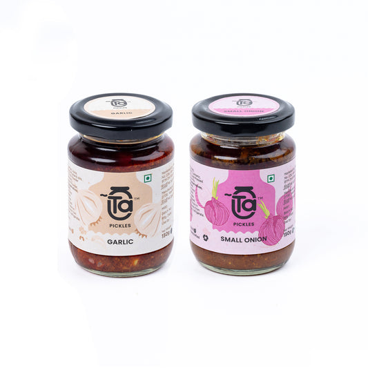 Garlic & Small Onion Pickle - 150gm Made with Cold Pressed Oil