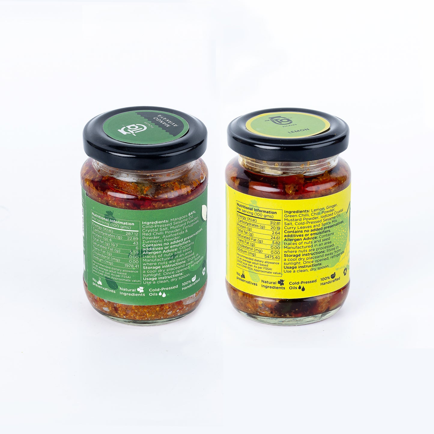 Mango Avakaya & Lemon Ginger Pickle - 150gm Mage with Cold Pressed Oil