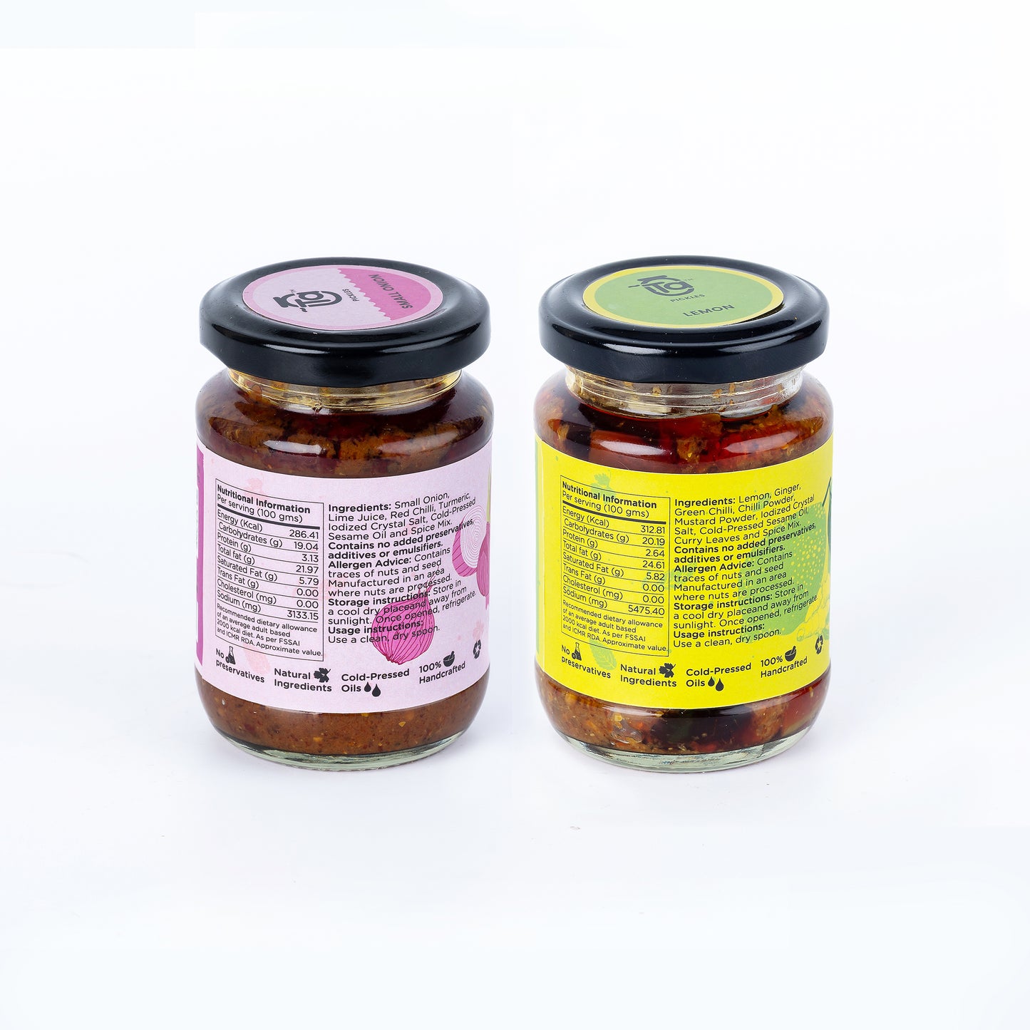 Small Oinion & Lemon Ginger Pickle - 150gm Made with Cold Pressed Oil