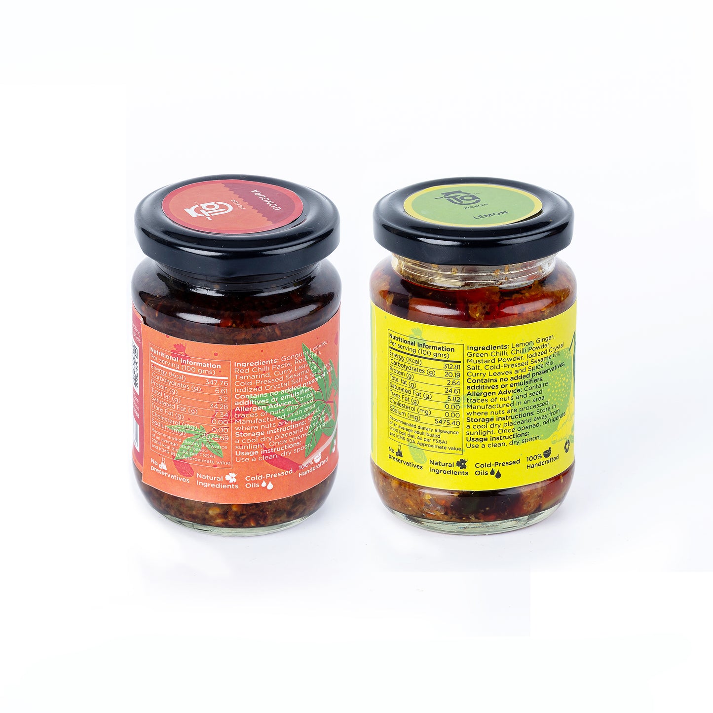 Gongura & Lemon Ginger Pickle - 150gm Made with Cold Pressed Oil