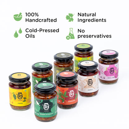 Small Onion & Mango Oilve Pickle - 150gm Made with Cold Pressed Oil
