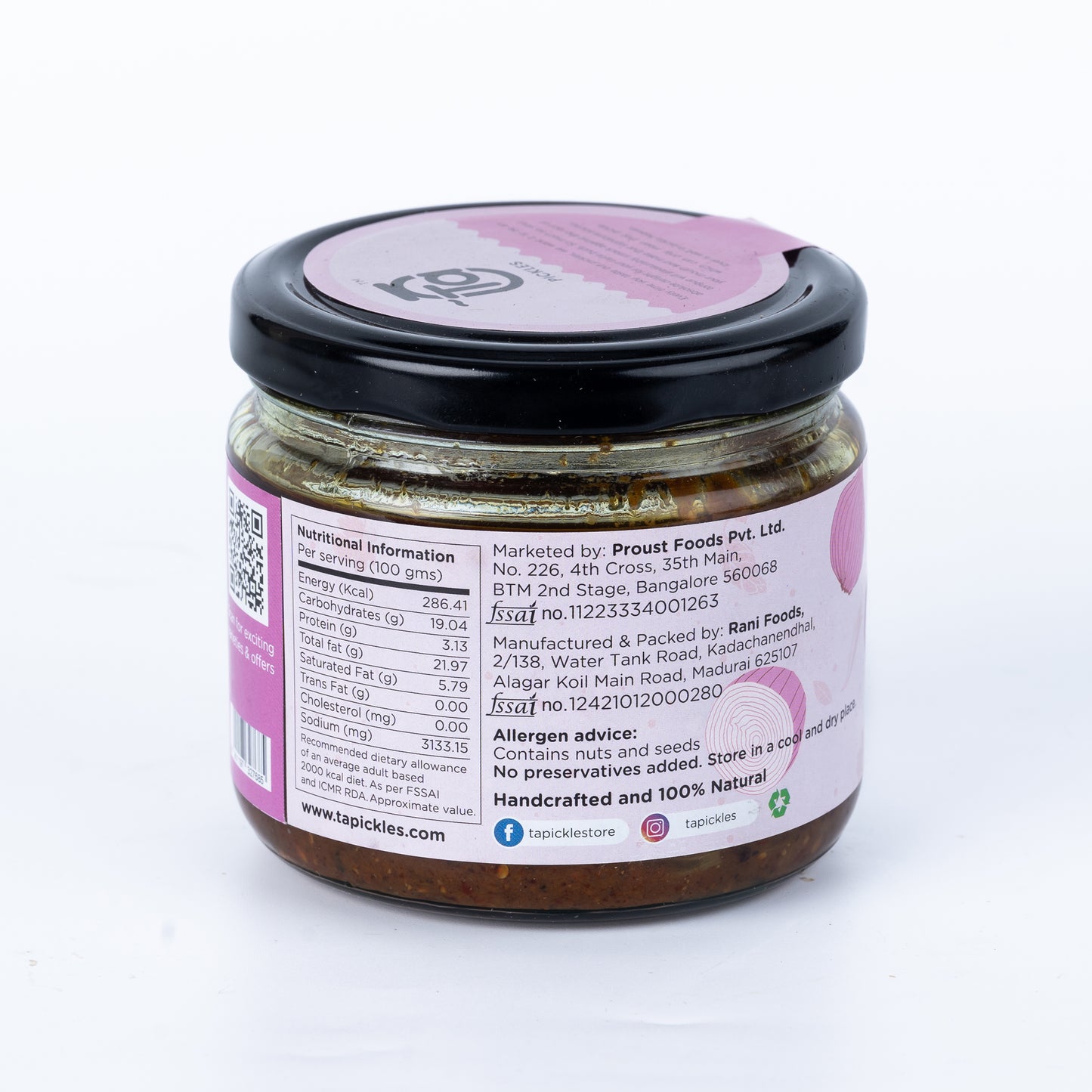 Small Onion Pickle 275 gm - Made with cold-pressed oil & No preservatives