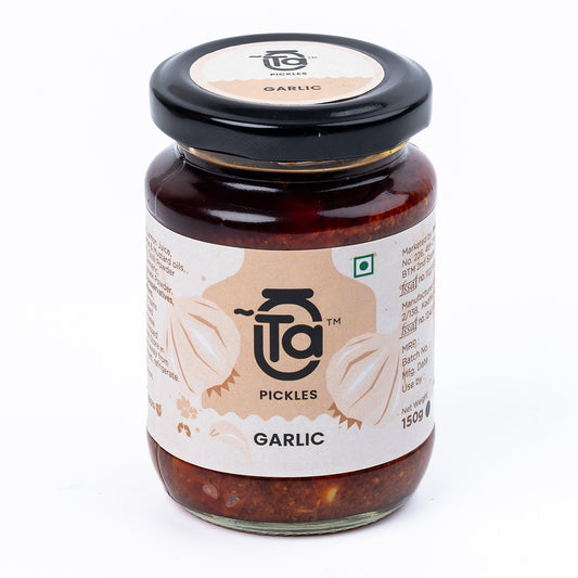 Ta Foods Garlic Pickle in a 150 g glass jar