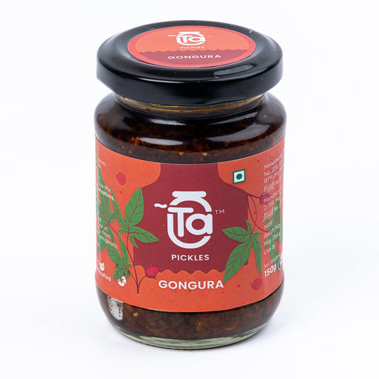 Ta Foods Gongura Pickle in a 150 g glass jar