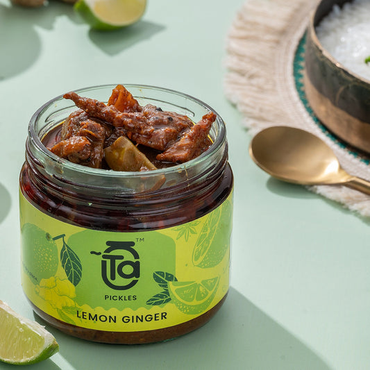 Ta Foods Lemon & Ginger Pickle in a 150 g glass jar
