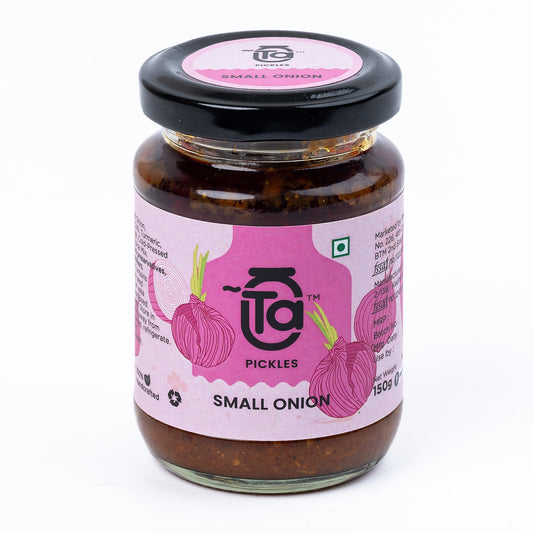 Ta Foods Small Onion Pickle in a 150 g glass jar